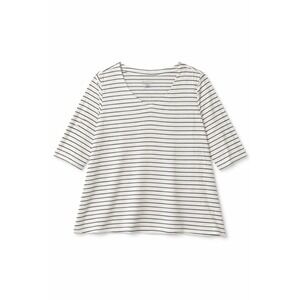 J Jill V-Neck Tee Shirt Womens 3X Tunic Pima Navy Striped  3/4 Sleeves Casual